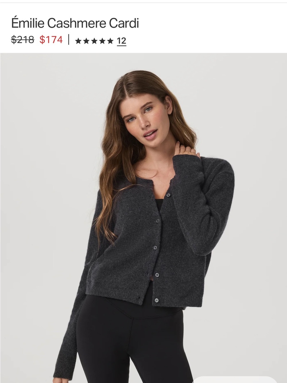 Vuori Charcoal Heather Cashmere Cardigan - Picture 3 of 3